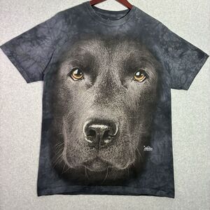 Mens Medium The Mountain Shirt Black Lab Dog Face Graphic Tee Animal Print USA